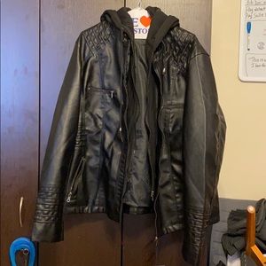 Leather Jacket w/detachable hood